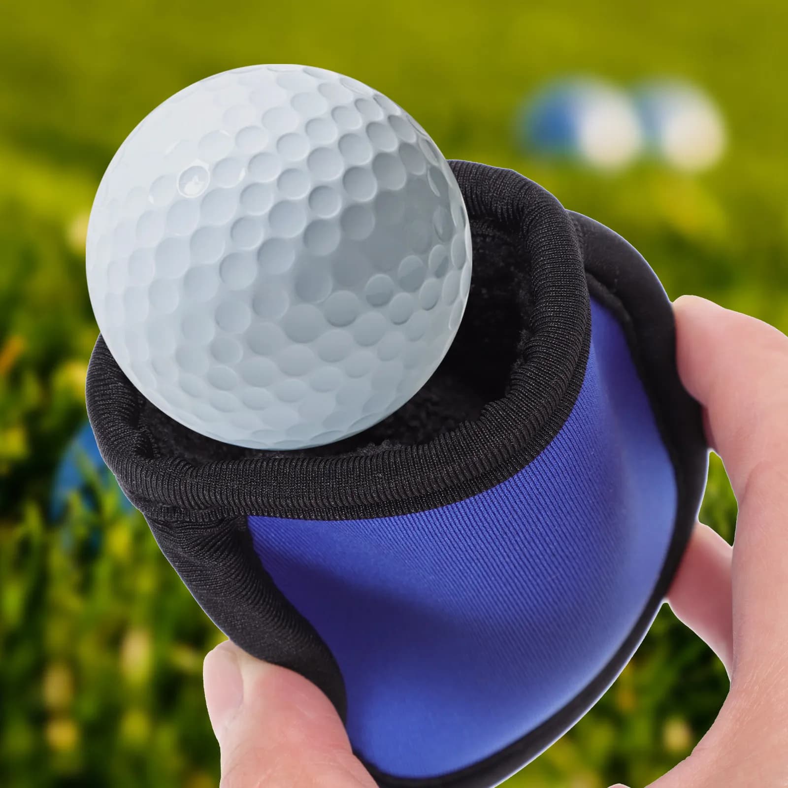 Golf Ball Protective Sleeve Cleaning Pouch with Portable Hook Multifunctional Golf Bag Accessory