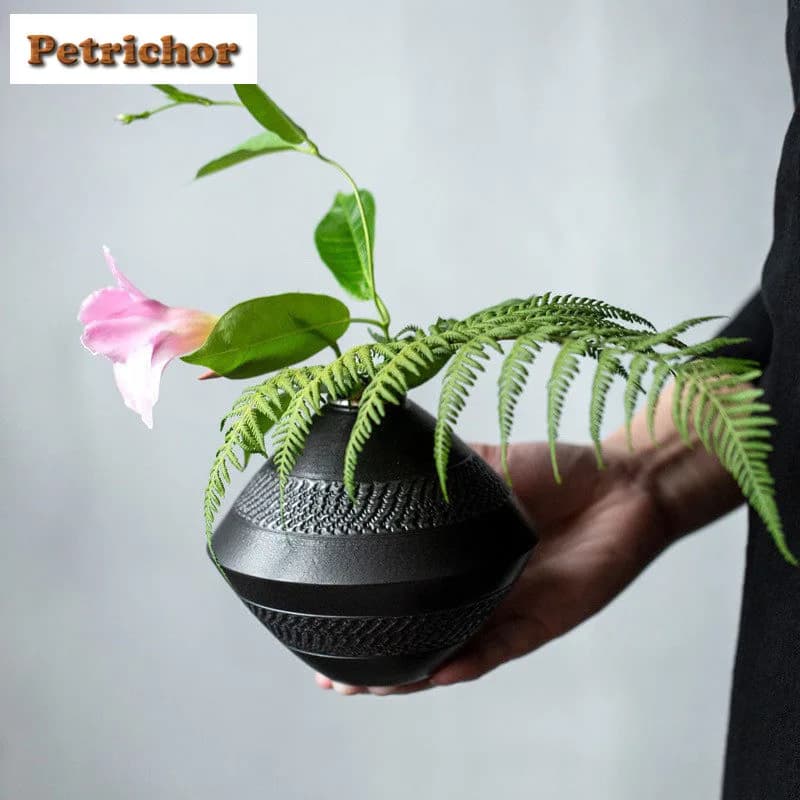 Vaso per coltelli da salto fatto a mano in argento nero giapponese Fioriere antiche Vaso per piante idroponiche Vaso da fiori Accessori per stufe Ornamenti