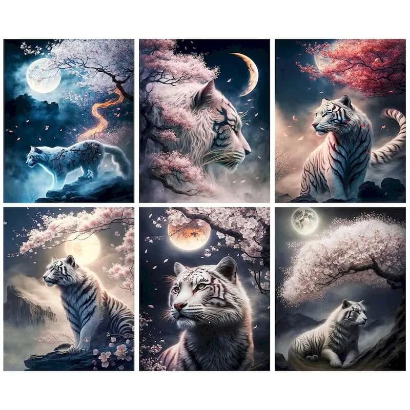 GATYZTORY Oil Painting DIY With Frame Numbers Tiger Picture By Numbers Adult Abstract On Canvas Paint By Numbers Kit Home D