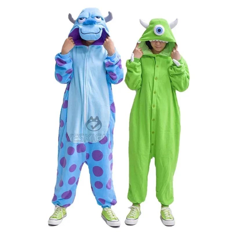 Couple Anime Kigurumis Funny Cute Onesie Sully Mike Pajamas Halloween Costumes Festival Outfit Cartoon Jumpsuit Monster Suit