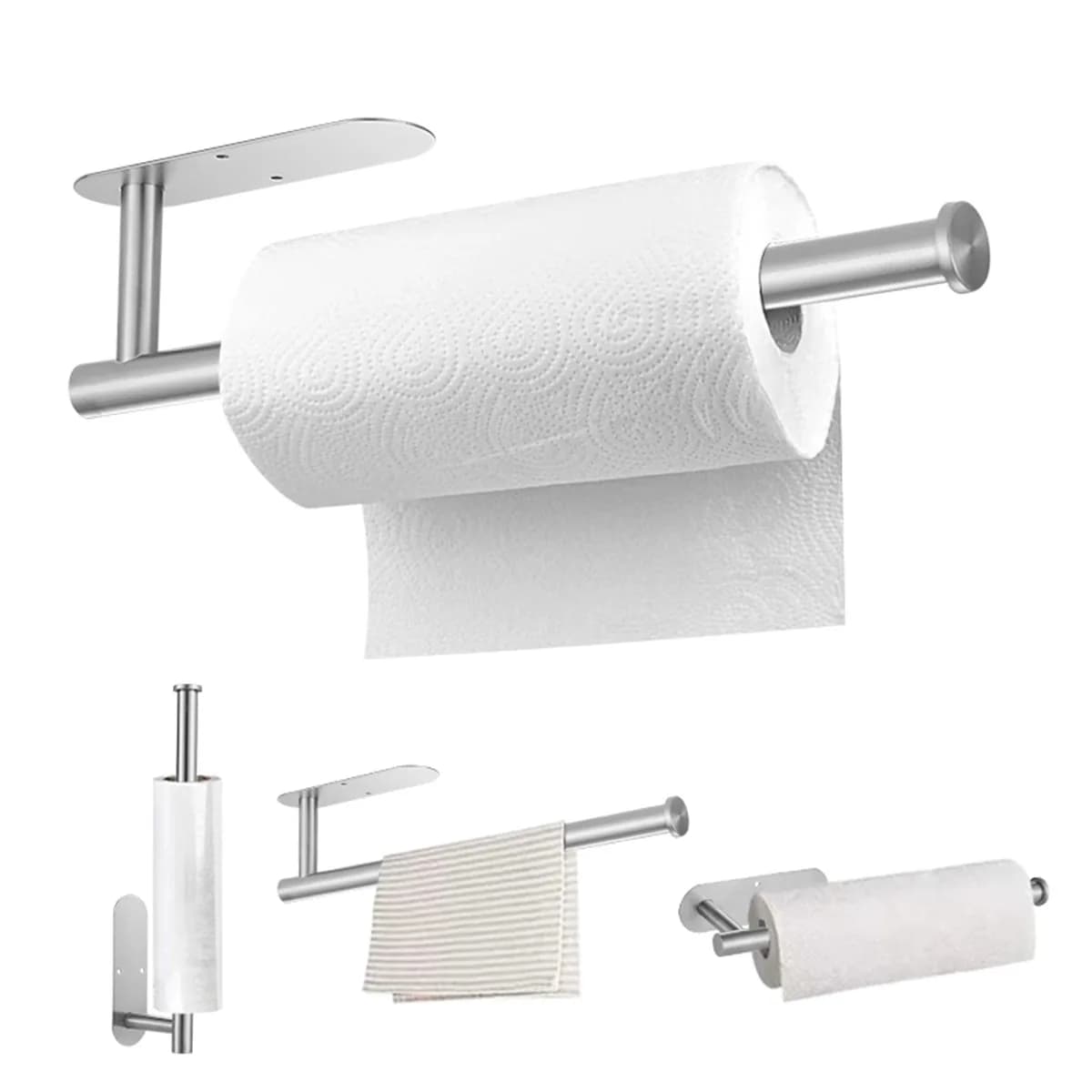 Porta carta da cucina adesivo Porta carta igienica Porta fazzoletti in acciaio inossidabile Supporto per pellicola in plastica Asciugamani di carta Tenere impermeabile