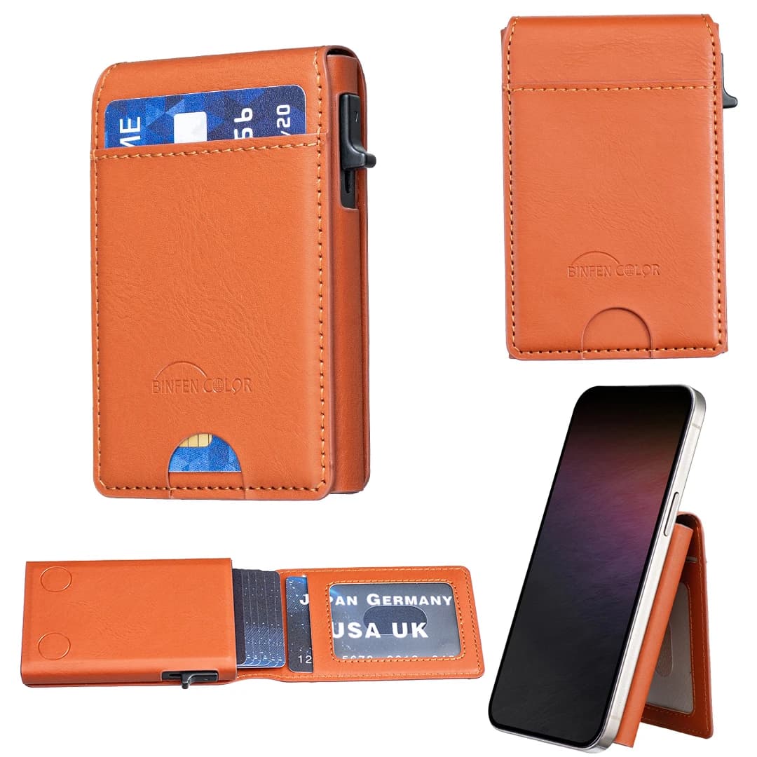 Porta carte di credito magnetico in pelle PU RFID da lavoro di lusso per uomo e donna. Custodia per carte con scatola di metallo in alluminio