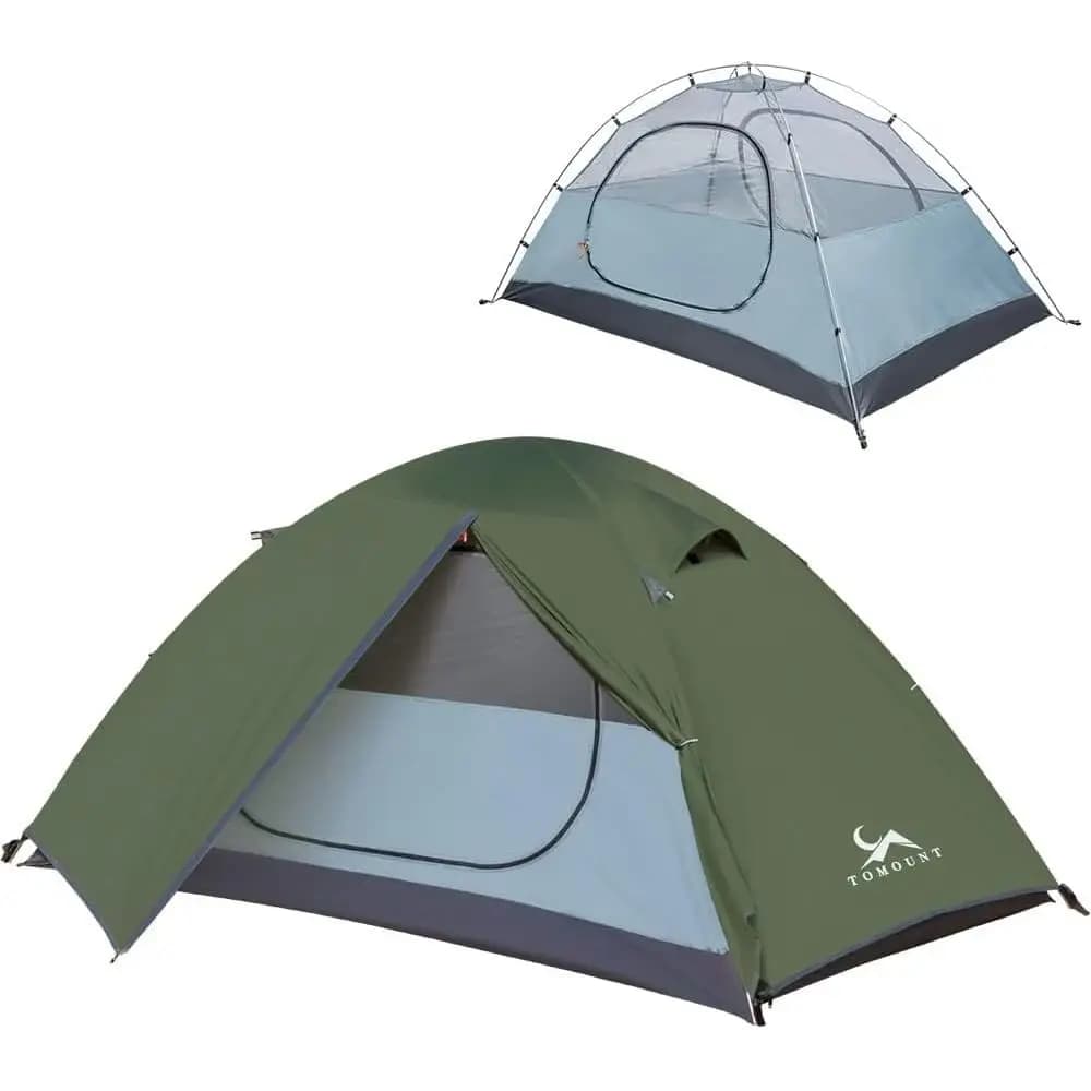 Tenda da Campeggio Leggera per 1-2 Persone, Impermeabile, Doppio Strato, 4 Stagioni, con Palo Autoportante per Escursionismo e Campeggio
