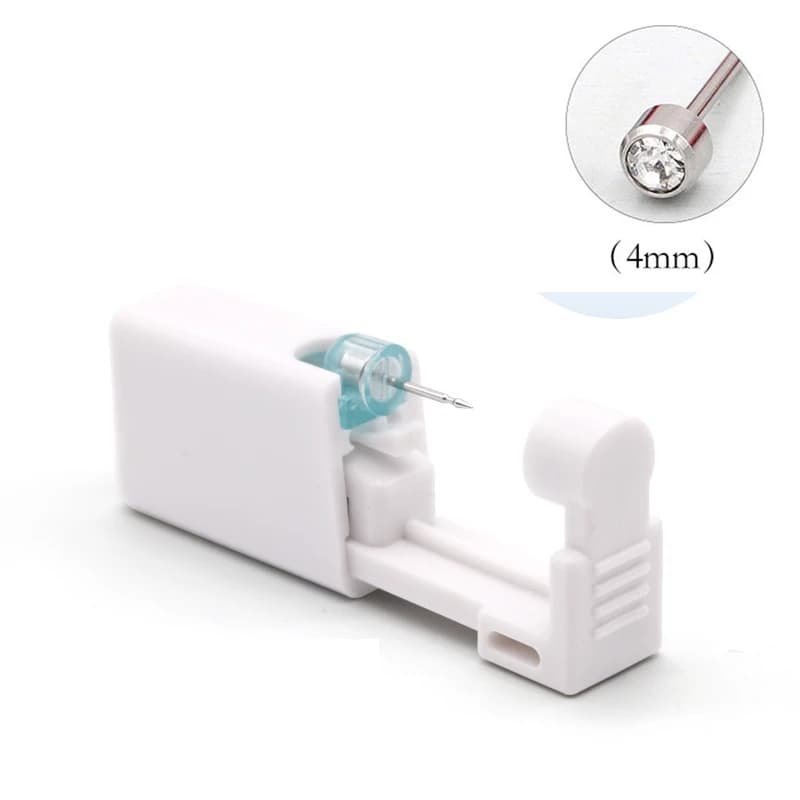 Strumento per piercing all'orecchio, pistola per piercing all'orecchio usa e getta con perno dell'orecchio precaricato, kit pistola per piercing all'orecchio con orecchini a bottone in zirconio da 4 mm