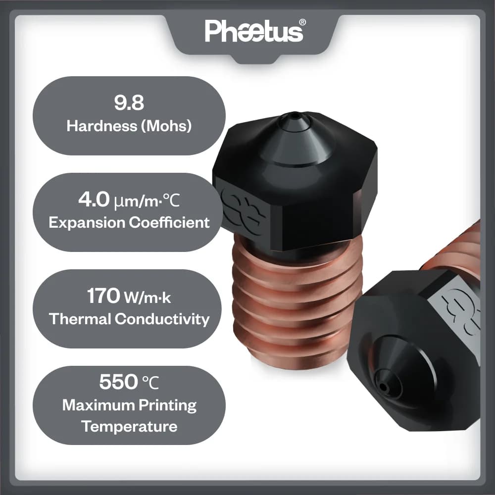 Phaetus Durable Reduce Stick Silicon Carbide V6 Nozzle 1.75mm For 3D Printer Accessories Nozzles M6 Prusa Voron VzBoT Hotend