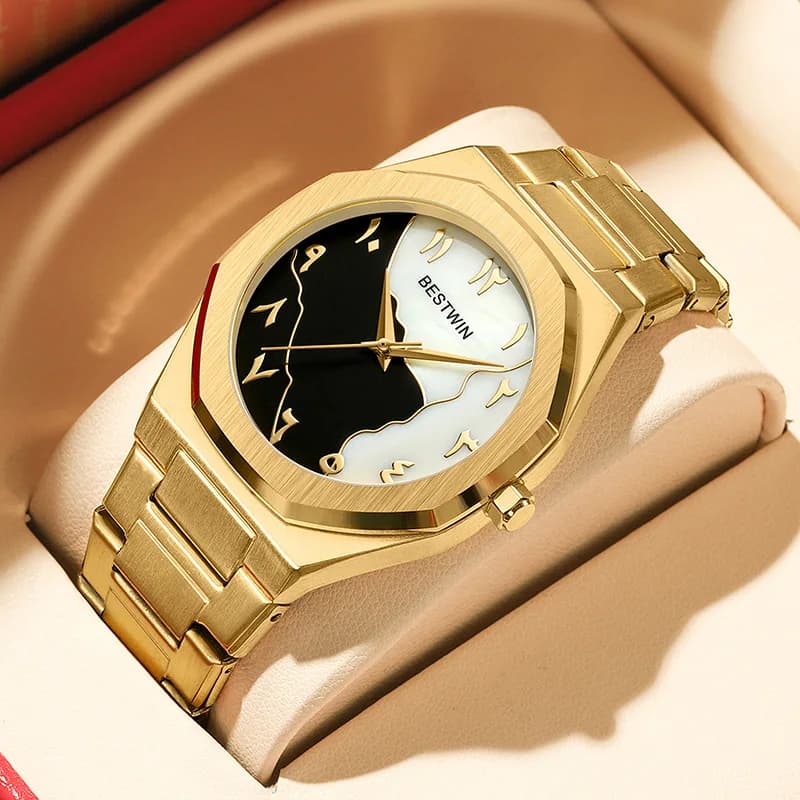 Orologi di moda orologio da uomo reloj hombre BESTWIN quadrante creativo Gold Shell Face orologi da lavoro per uomo relogios masculino