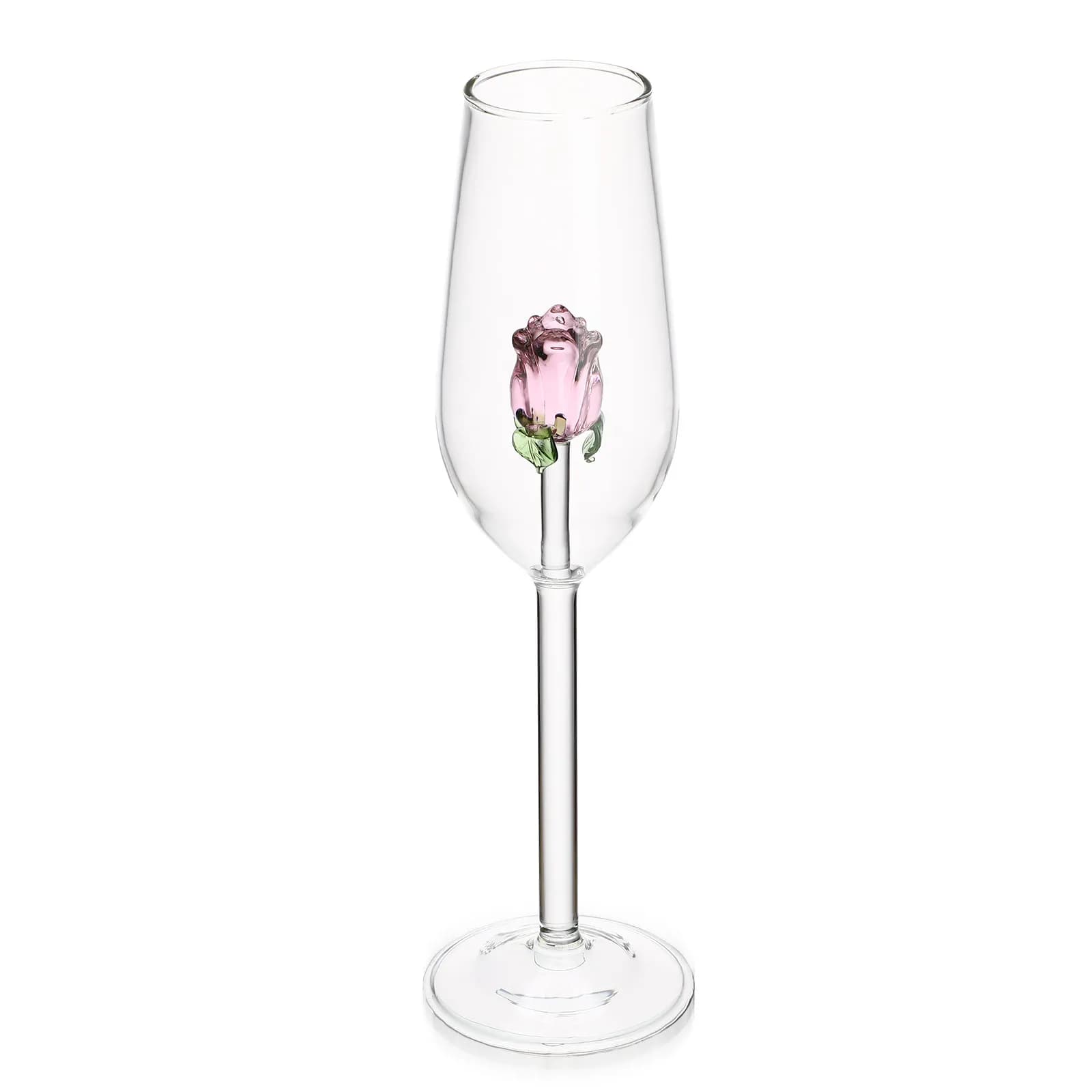 Rose Crystal Glass Goblet Elegant Transparent Red Wine Cup Non Slip Stable Base for Home Office Hotel Party Wedding Gift