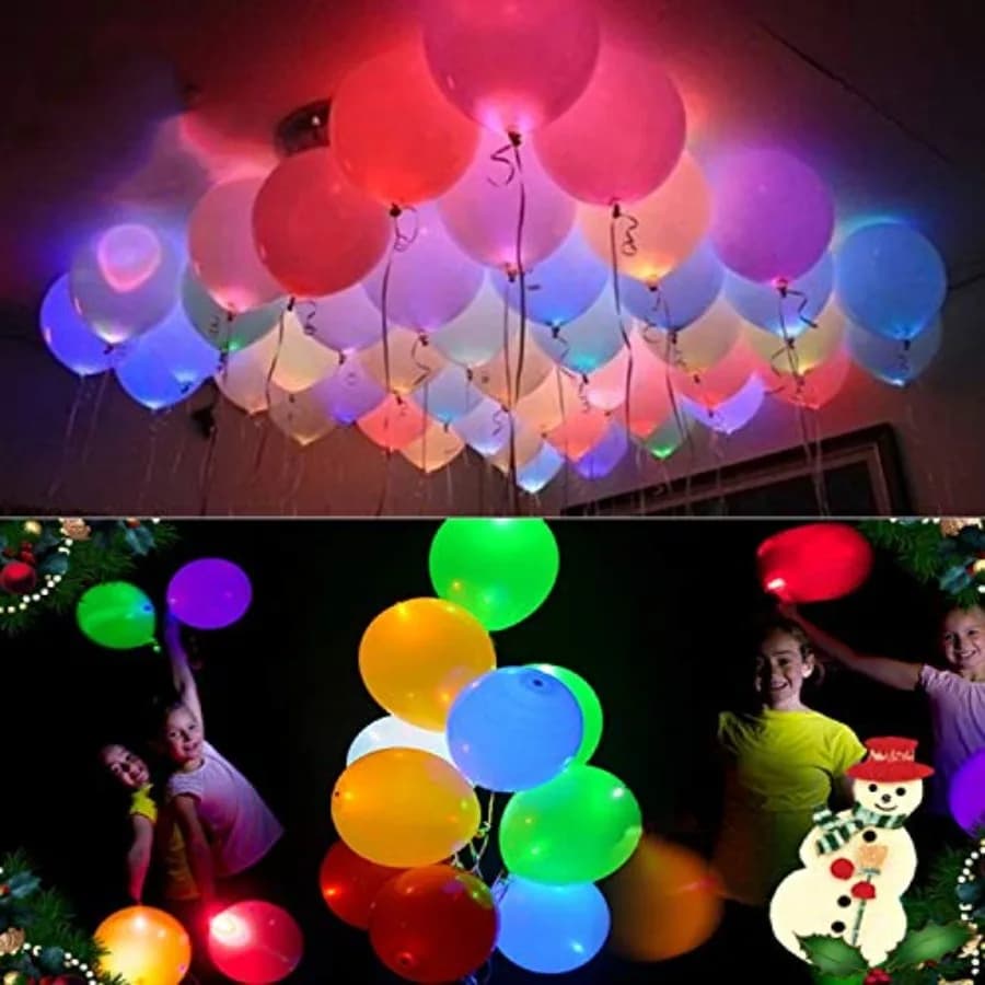 20 LED Light Up Balloons, 12 inch Neon Balloons Mixed Colors Flashing Lasts 24 Hours Glow in the dark for Birthday Glow Party F