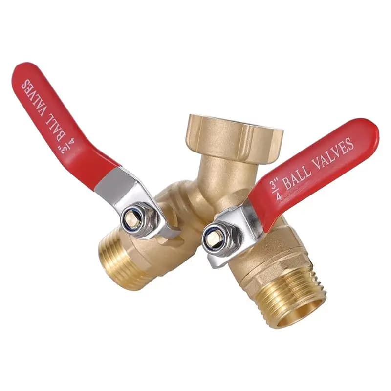 Valvola a Y in ottone ABMS, sdoppiatore per tubo a 2 vie a flusso completo, sdoppiatore per tubo da giardino resistente con filettature GHT da 3/4 pollici per tubi multipli