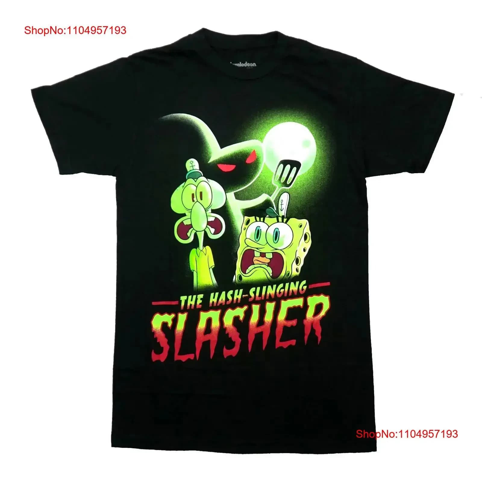 Spongbob Squarepants Nuova maglietta per adulti The Hash Slinging Slasher Neon Green vintage lavato Top per l'abbigliamento quotidiano streetwear