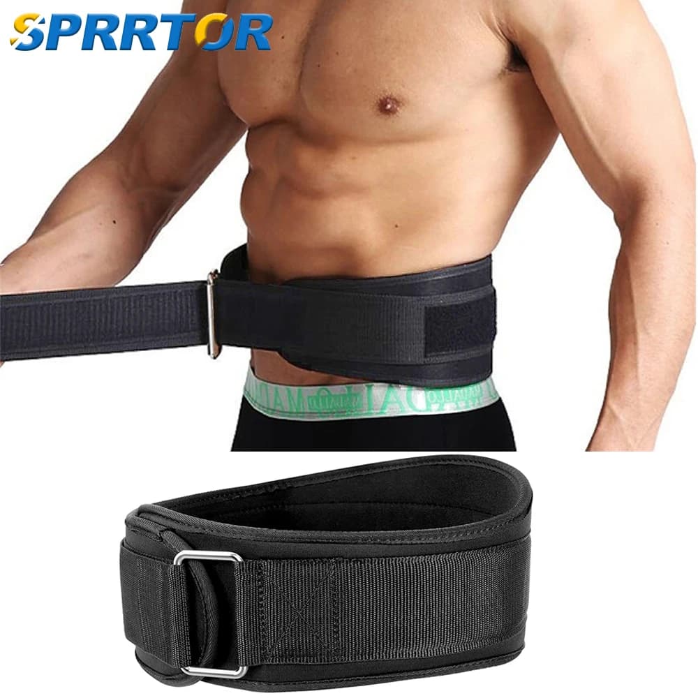 1 pz gym belt for lifting weights adjustable waist support for back squat handlebars balance stable fitness training (black and blue)