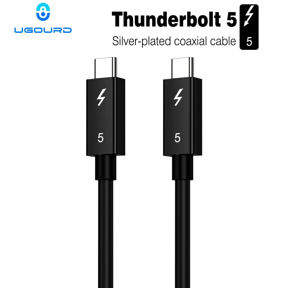 UGOURD 0,3 m-2 m Tipo C Thunderbolt5 Cavo coassiale placcato argento 80 Gbps compatibile Thunderbolt 4/3 per schede grafiche esterne HUB