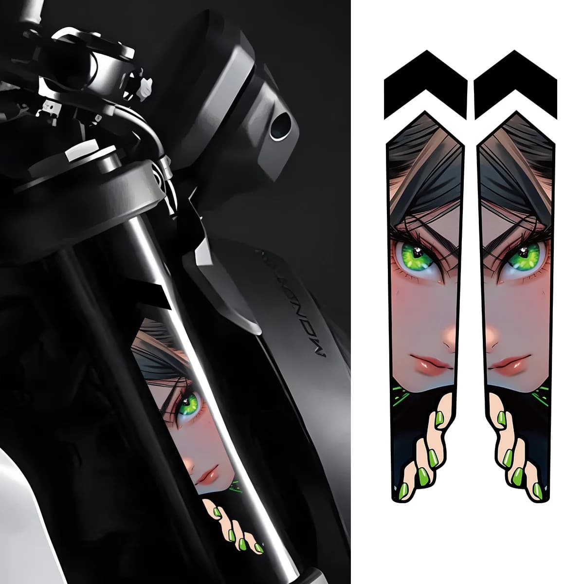 Set di 2 Adesivi in Vinile con Motivo Occhi di Ragazza Anime, Impermeabili, Decorativi alla Moda per Casco Moto, Bici, Carrozzeria Auto, Fai-da-Te