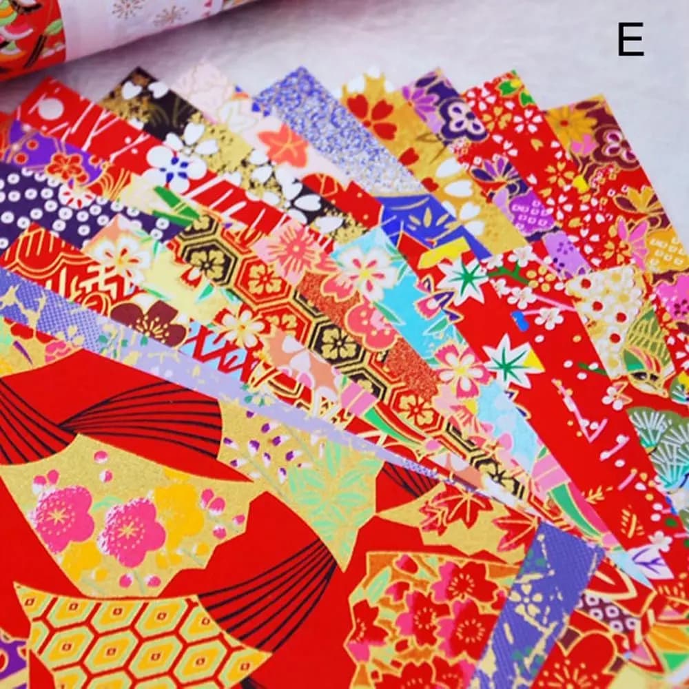 Japanese Style Gold Lines Crane Folding Decorative Flower Origami Handmade Scrapbook Decor Craft Paper