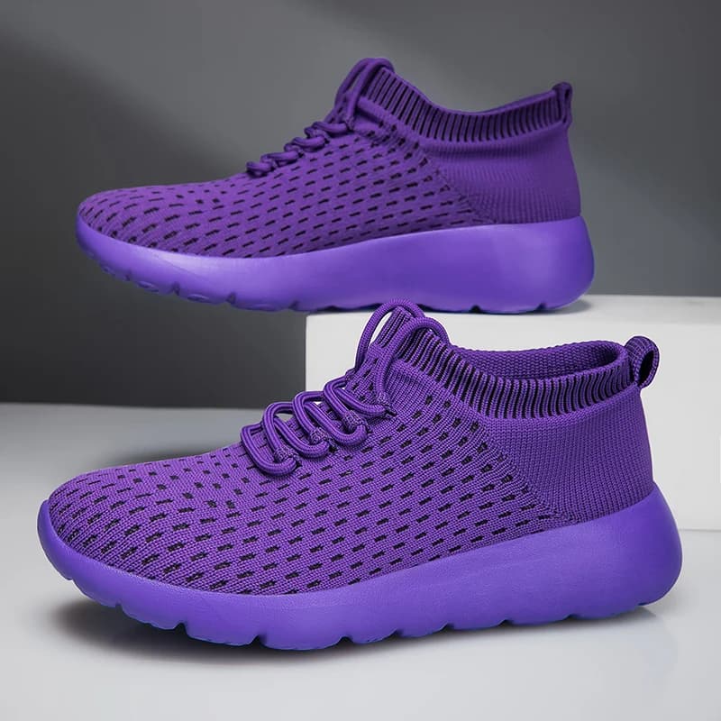 Scarpe da passeggio da donna Scarpe sportive leggere con suola morbida in mesh traspirante Scarpe da ginnastica piatte casual antiscivolo con lacci per donna