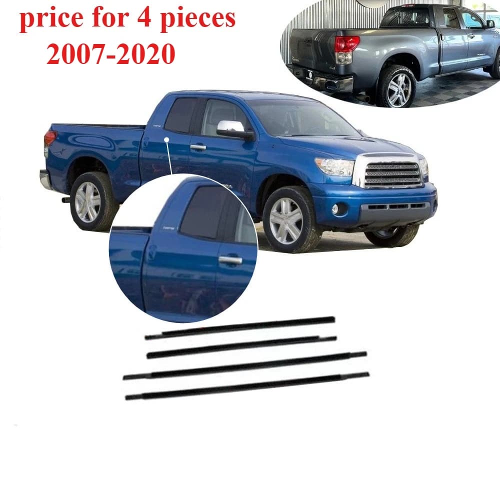 4 Pieces Outside Moulding Belt Line Seal for Toyota Tundra 2007-2020 Weatherstrip Glass Rubber for Tundra 68160-0C020