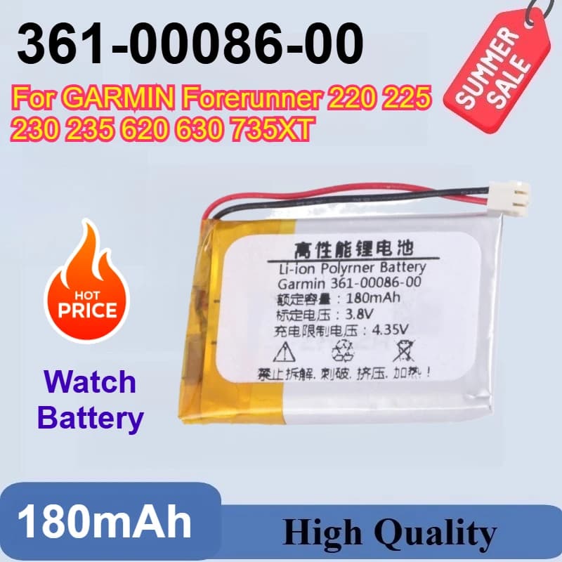 High Quality Brand 3.8V 180mAh 361-00086-00 Smart Watch Battery For GARMIN Forerunner 220 225 230 235 620 630 735XT + Free Tools