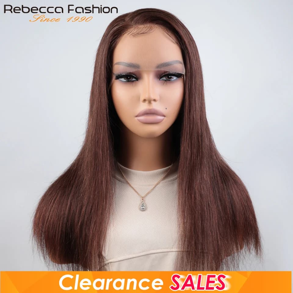 13x5 Natural Brown Straight Lace Front Wigs Human Hair 180% Density Lace Frontal Wigs Human Hair Wigs for Women Rebecca Youth