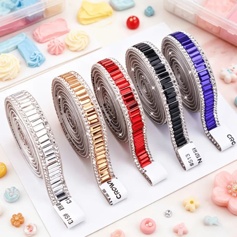 Self Adhesive Rhinestone Trim Roll, Crystal Diamond Ribbon Tape With Backing, Sparkly Bling Wrap Strip For Gift Box Packaging
