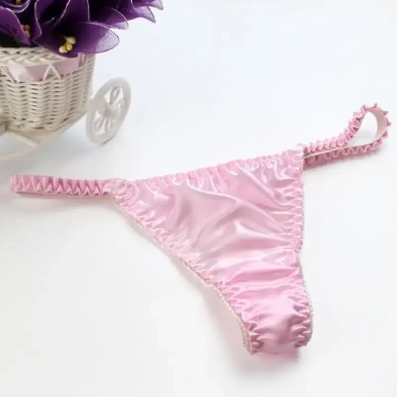 5pcs/lot Factory direct sale wholesale Sexy Women's 100% Silk Thong T-back String Panties sexy panties underwear