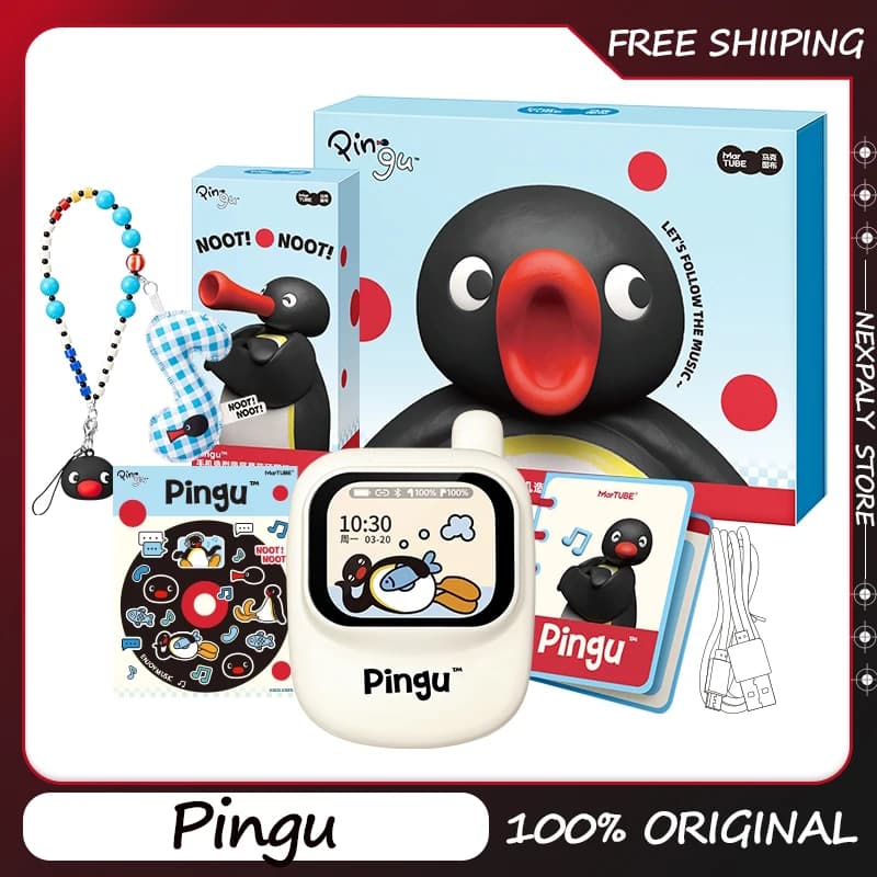 New Pingu Bluetooth Screen Headphones Custom Screen Dual Modes for Gaming and Music Bluetooth 6.0 Cute Phone Shape Music headset