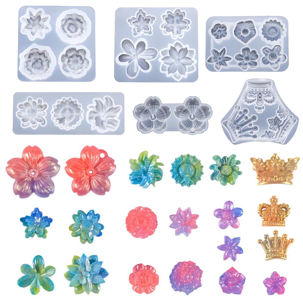 Fiori Patch Stampo in silicone Corona Stampi in resina epossidica per artigianato in resina epossidica fai-da-te Decorazione di gioielli Accessori per gioielli