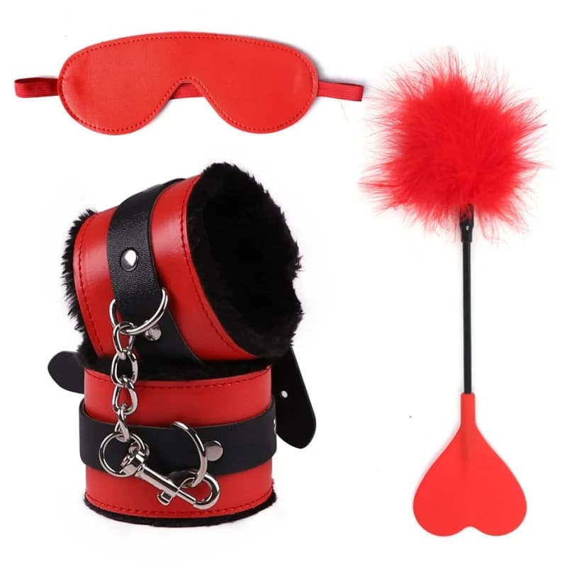 Bondage Equipment Erotic Handcuffs With Blindfold Bdsm Kit Sex Toys For Women Fetish Feather Flirt Spanking Paddle Cosplay Games