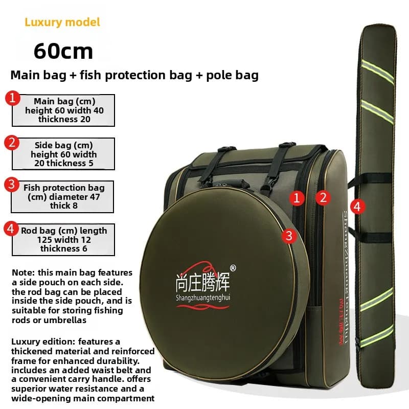 Borsa Grande per Sedia da Pesca, Custodia da Viaggio per Canna da Pesca, Borsa Imbottita a Tracolla per Attrezzatura da Pesca, Porta Attrezzi per Bass, Trota, Salmone