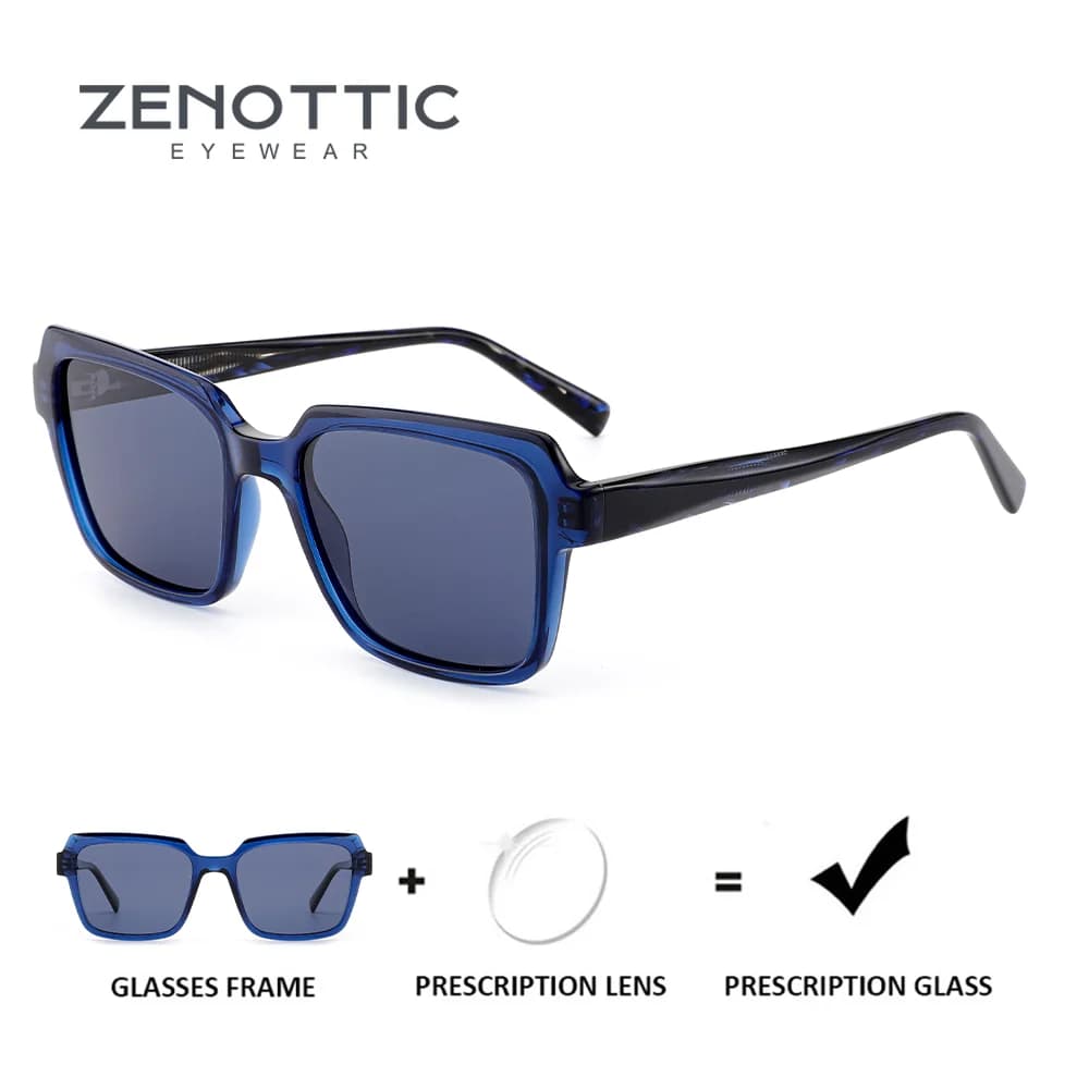 ZENOTTIC Occhiali da sole da vista UV400 in acetato moda per uomo Occhiali da sole ottici miopia polarizzati con montatura poligonale