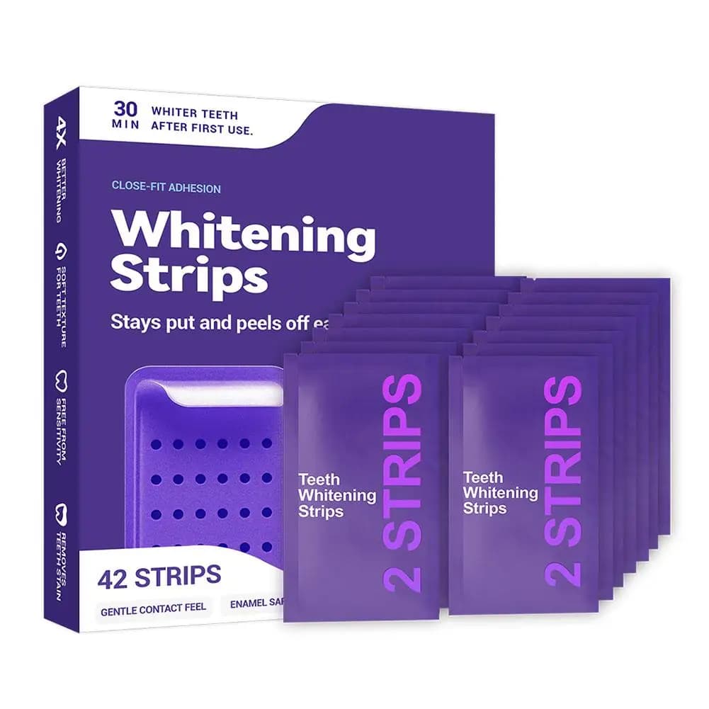42 Strips Purple Whitening for Sensible Tooths – Quick whitening in 30 Minutes, Sicure for Nail Polish, Patch Whitening for Tooths
