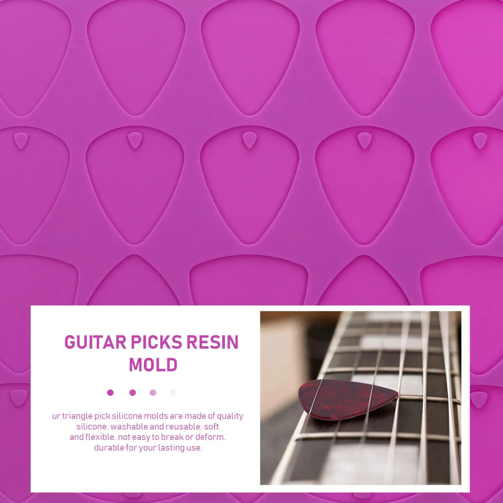 Set di Stampi in Silicone a Triangolo per Plettri da Chitarra, per Resina Epossidica, Antiaderenti, Facili da Sfogliare, Lavabili, Riutilizzabili, Stampi Fai-da-te per Resina a Goccia
