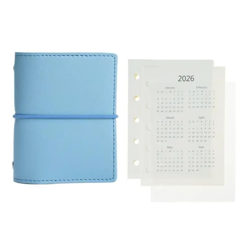 R53C 5-Rings Binder Leather Notebook Journal Refillable 5 Holes Leather Binder Covers with Refill Paper for Office School