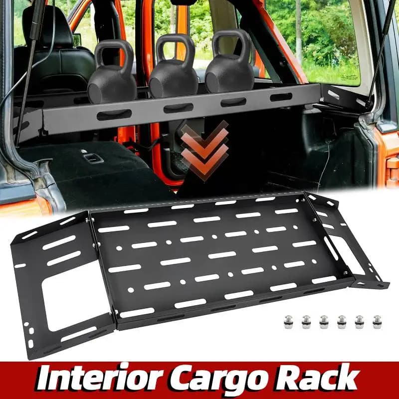 Baule posteriore Portapacchi interno Portapacchi Cestino portaoggetti Vassoio portapacchi Portapacchi Scaffale in metallo e acciaio adatto per accessori Jeep Wrangler JL