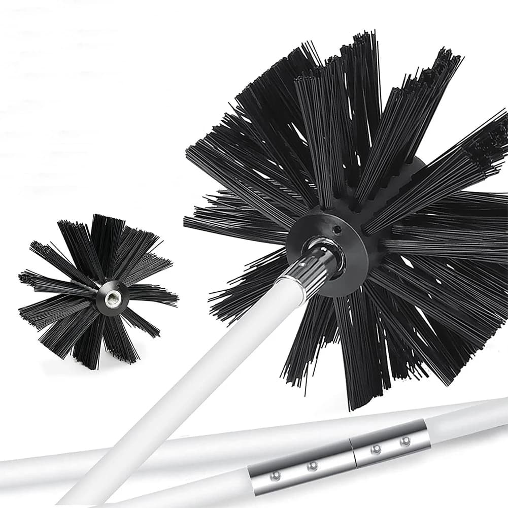 Set di Spazzole per Camino con Testa Flessibile 100/150mm, Set per Pulizia Camino in Nylon, Strumenti per Pulizia Pareti Interne del Caminetto