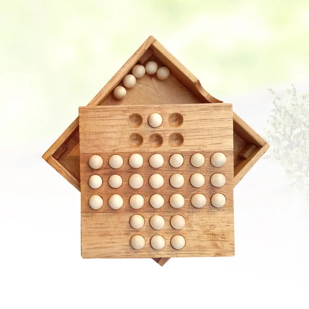 Wooden Single Chess Peg Board Game Classical Intelligence Training Educational Set for Kids Adults Family Thinking Development