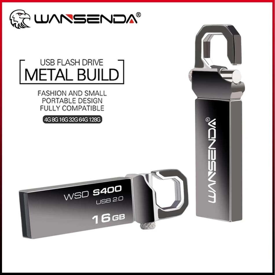 Chiavetta USB originale Wansenda in metallo da 128 GB Chiavetta USB da 64 GB Memory Stick 32 GB 16 GB 8 GB 4 GB Pendrive USB 2.0 U stick Thumbdrive