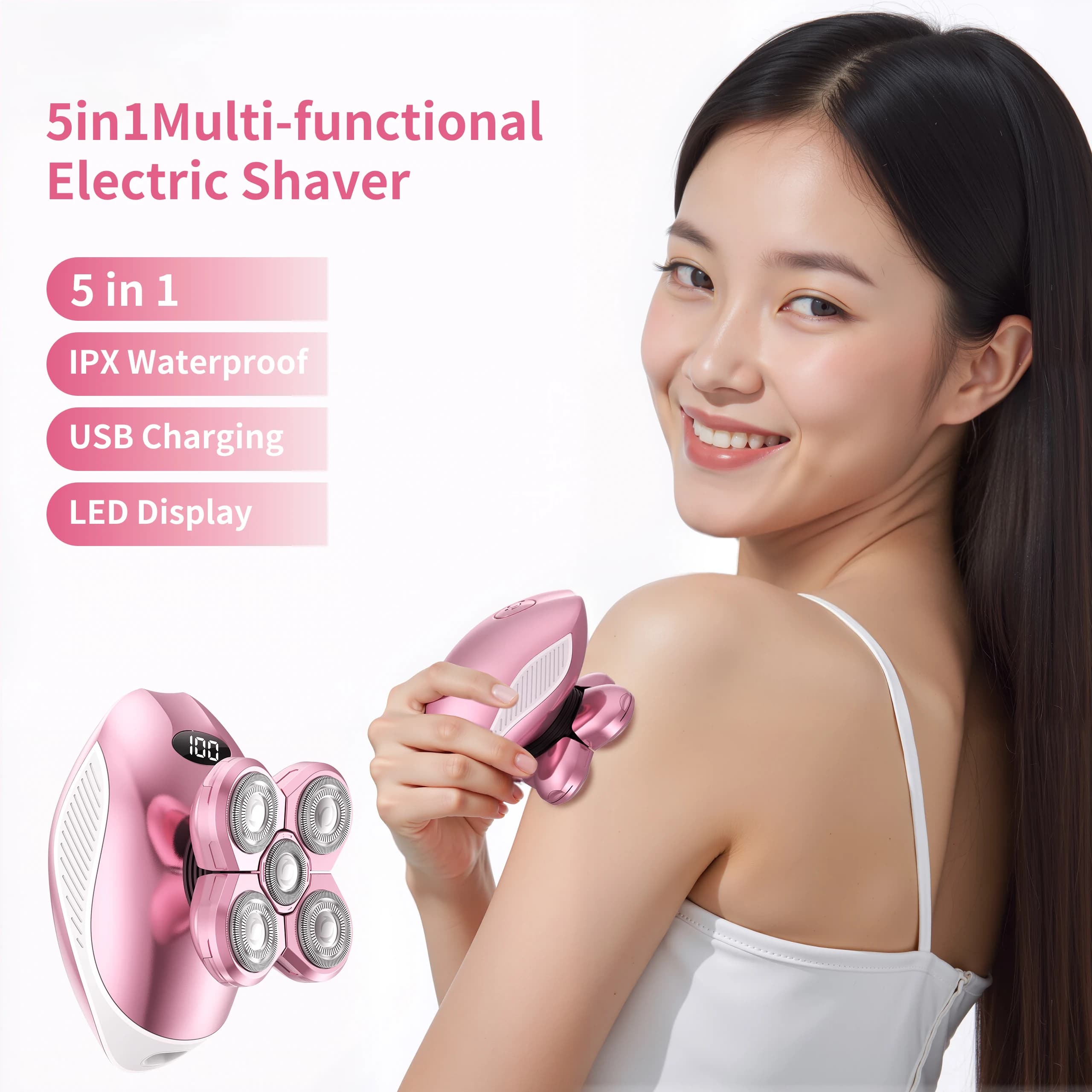Haircuts for women's body Electric shaver for the head with brush for facial cleaning Charge USB Haircuts for nose and ears