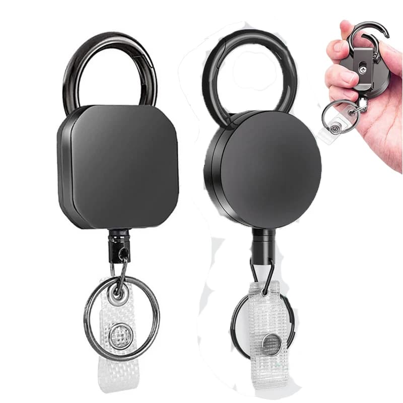 Heavy Duty Retractable Metal Wire Keychain Pull Badge Reel ID Lanyard Name Tag Card Badge Holder Reel Key Ring Outdoor Tool Gift