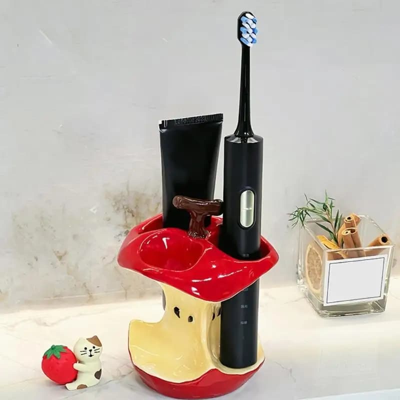 Portamettini a tema frutta a tema ceramico in ceramica a 3 buche organizzatori del bagno B03E