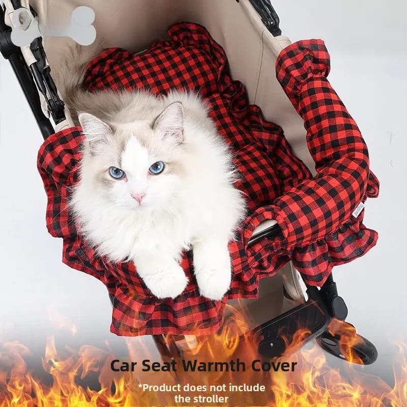Tappetino per passeggino da viaggio per animali domestici, caldo e antivento, con design a quadri, copertura universale per gatti e cani