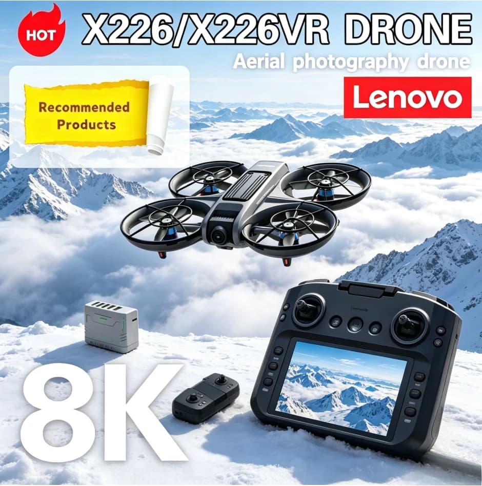 Lenovo X226 X226VR FPV RC Drone Foldable UAV Quadcopter 5G WIFI 8K HD Dual Professional Camera Large Screen Remote Aircraft