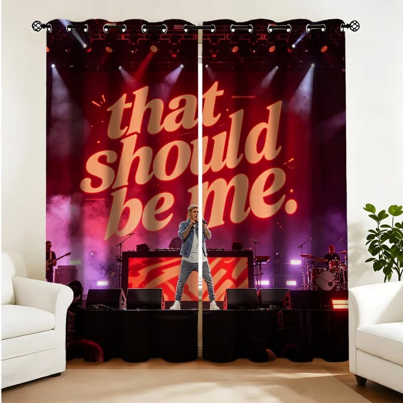 Tende Oscuranti Stampate 'That Should Be Me Live Stage', 2 Pannelli Isolanti Termici e Fonoassorbenti per Arredamento Casa