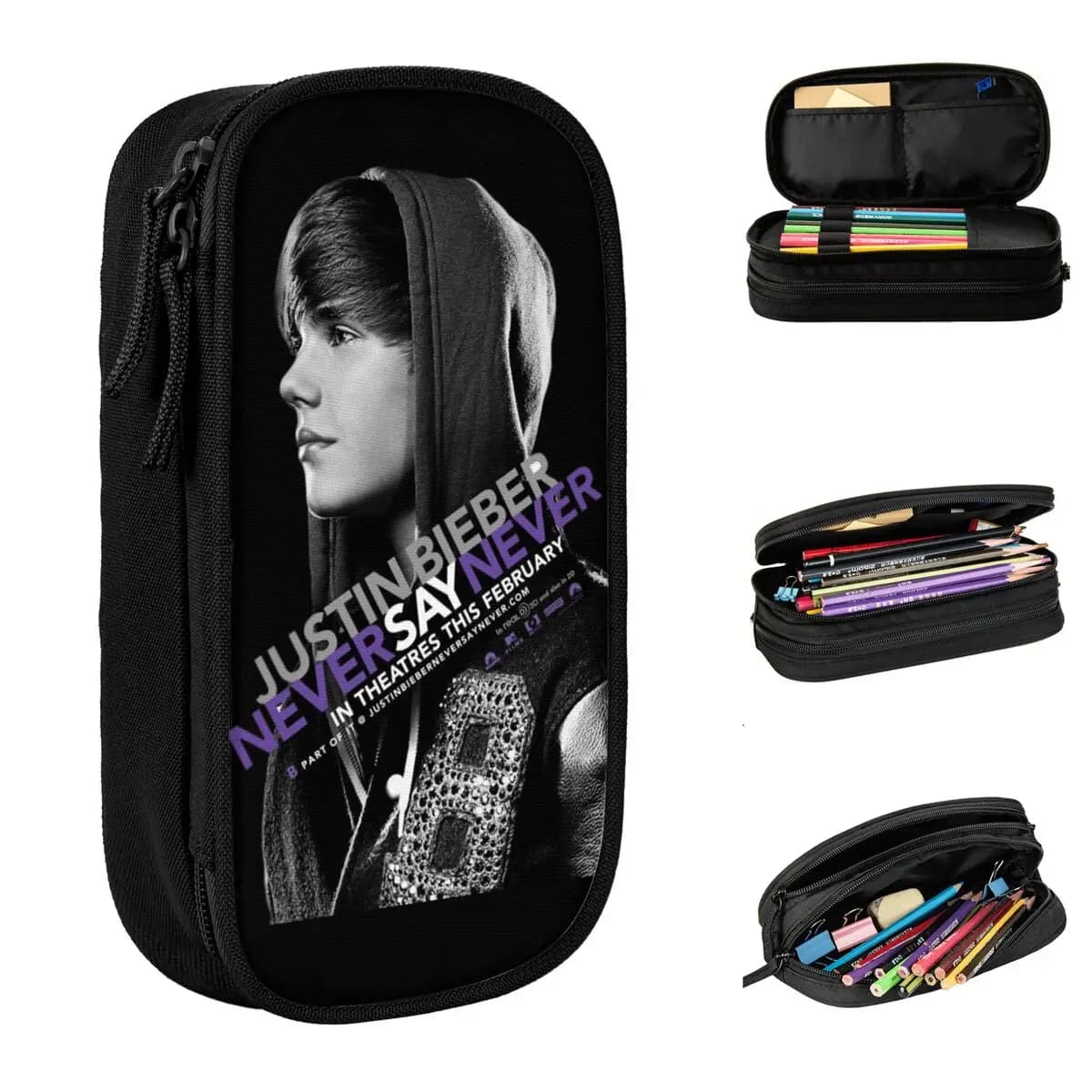 Justins Biebers Astucci per matite Portapenne per musica hiphop Astucci per matite Studente Grande materiale scolastico per riporre Astucci regalo