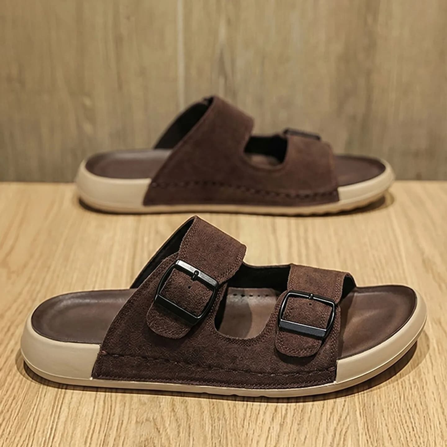 Birkenstyle Men's Slippers Summer Outdoor Wear Soft Bottom Slip-On Home Sandals Anti-Slip Casual One-Strap Slippers