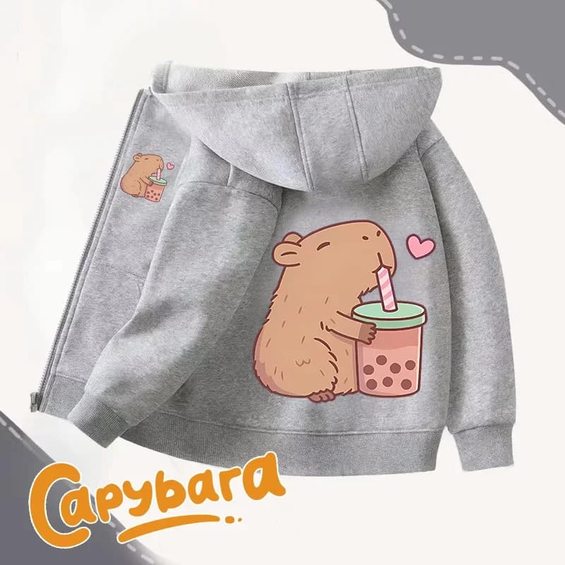 Capybara Felpe con cerniera Cappotti Ragazza ragazzo Felpa Abbigliamento Autunno Inverno Manica lunga Harajuku Pullover Casual Top con cappuccio Regalo
