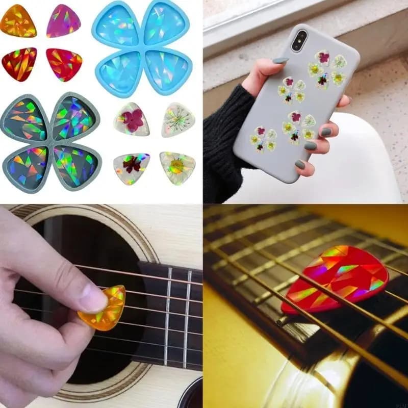 91AF Stampi in resina per plettri per chitarra, stampo in silicone per plettro per chitarra Stampo per colata epossidica per