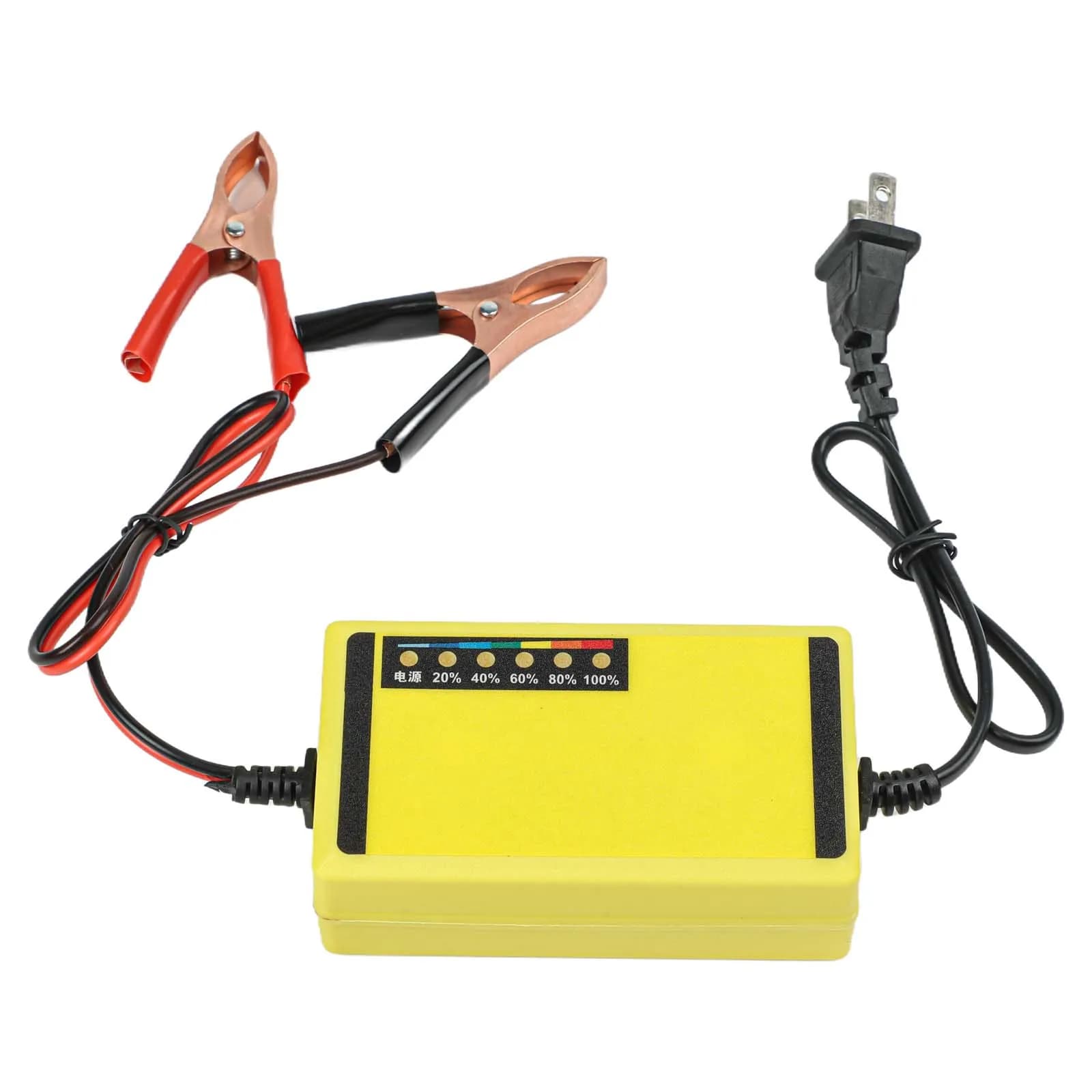 Caricabatterie per Auto e Moto 12V a Ricarica Rapida, Caricabatterie per Batterie Acide in ABS Giallo