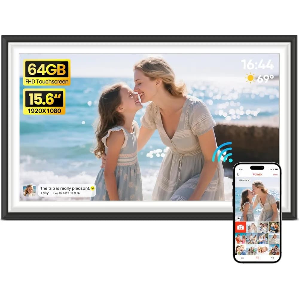 15.6 inch WiFi digital photo frame 64 GB FHD 1920x1080 Touch screen IPS Electronic frame Share photos instantly