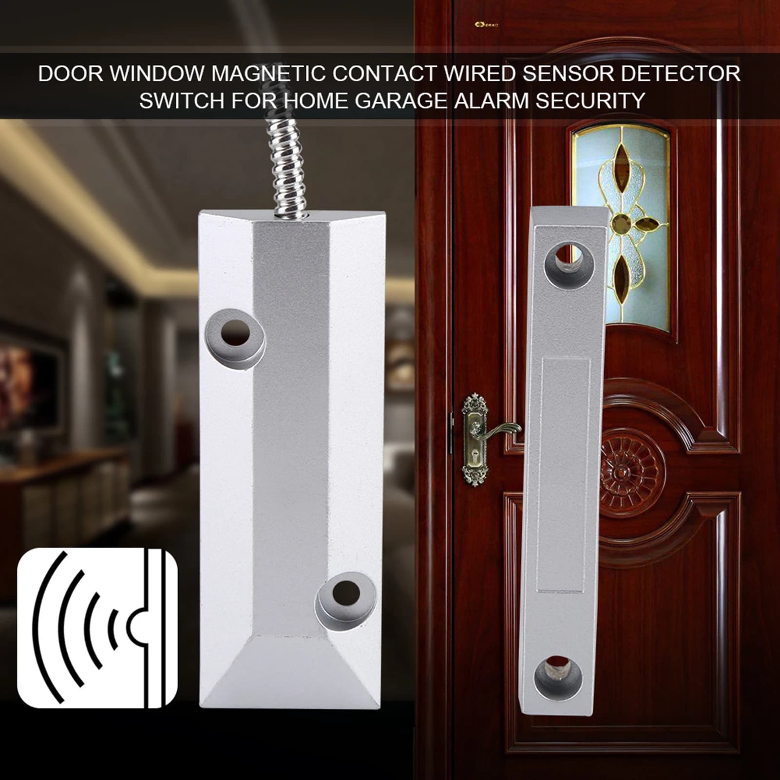 Sensore Magnetico Cablato per Porte e Finestre, Rilevatore di Contatto per Allarme di Sicurezza Casa e Garage