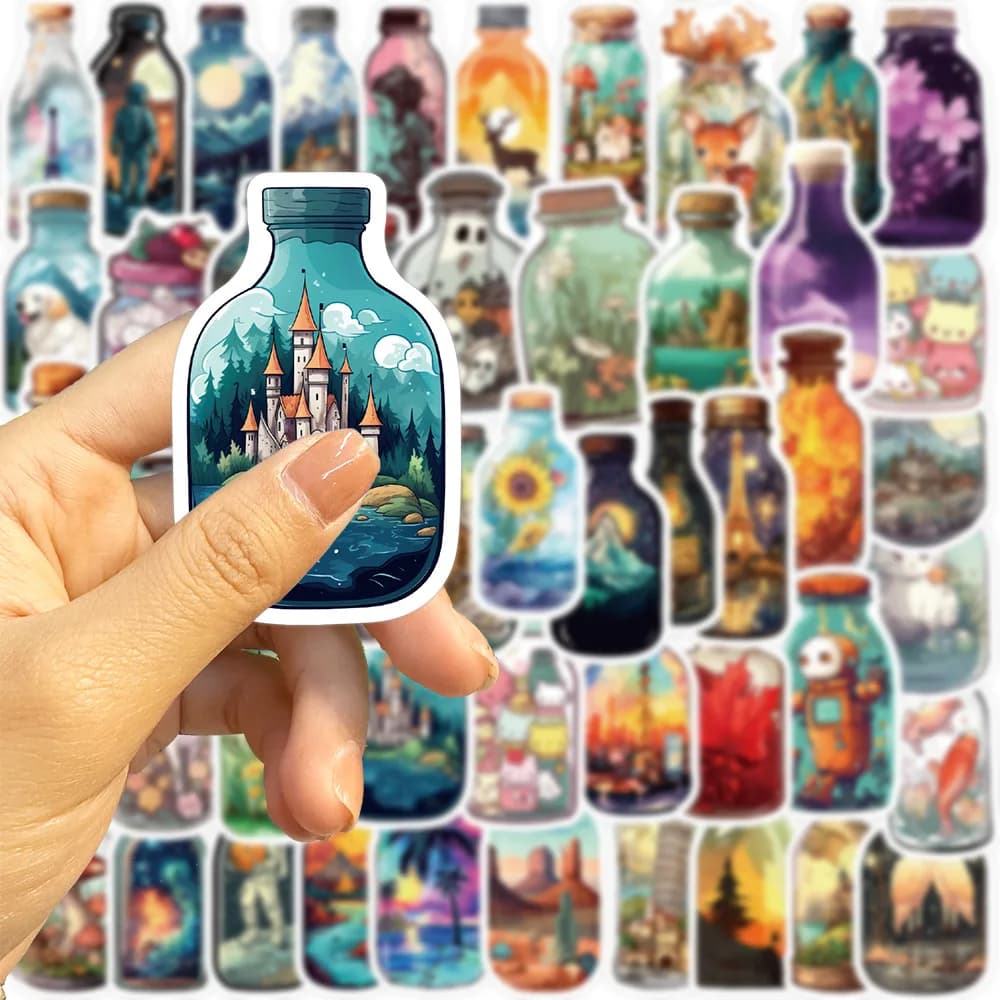 10/30/50PCS Cute INS Style Bottle World Cartoon Stickers decalcomanie cancelleria decorativa Scrapbook Notebook diario Graffiti Sticker